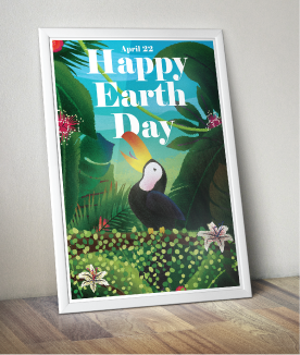 Illustration toucan Earth Day